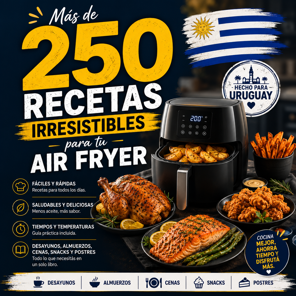 Libro 250 Recetas para Freidora a Aire